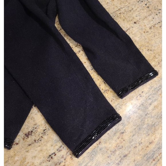 Lauren Ralph Lauren Size M Vintage Black Cashmere Wool Angora Cardigan Beaded - Picture 10 of 12